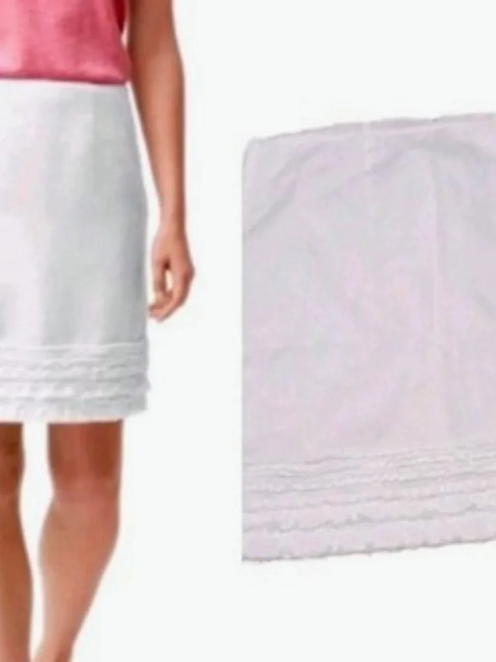 TOMMY BAHAMA White Linen Skirt with Smocked Ruffles